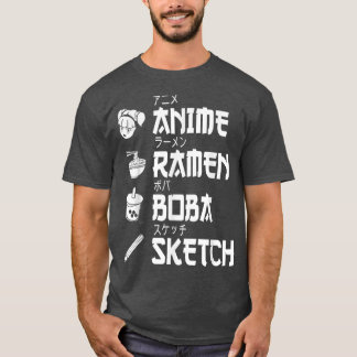 Anime Ramen Boba Sketching Japans Man van de voeds T-shirt