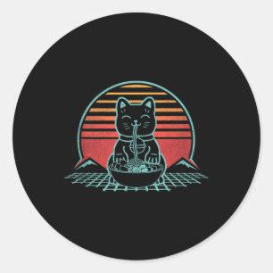 Anime Ramen Cat Retro Japanse noedels esthetisch K Ronde Sticker
