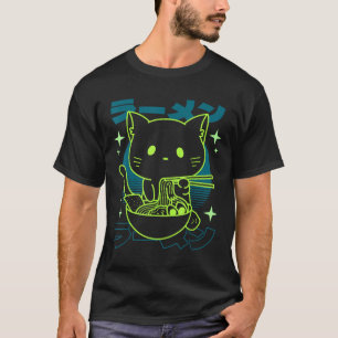 Anime Ramen Kat Japans Retro Noedels Esthetisch K T-shirt