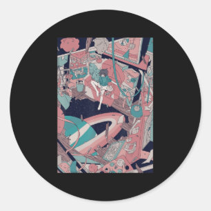 Anime Retro 90s Lofi Girl esthetische Japanse otak Ronde Sticker