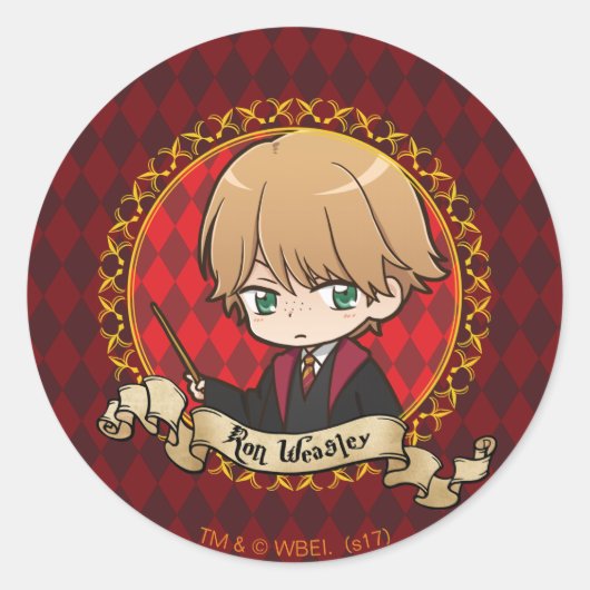 Anime Ron Weasley Ronde Sticker (Voorkant)