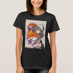 Anime Samurai Fox Otaku Japans meisje T-shirt
