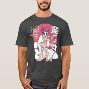 Anime Samurai Warrior met Japanse Fo Kitsune Mas T-shirt