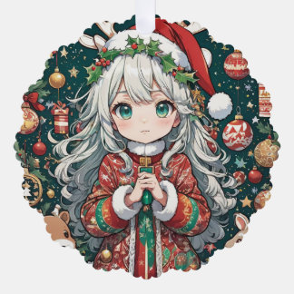 Anime schattige kerstdagen ornament kaart