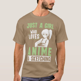 Anime-schetstechniek meisje cadeau t-shirt