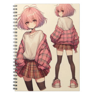 Anime-schoolmeisje Notitieboek