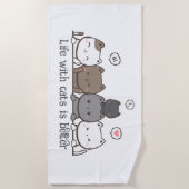Animé serviette de plage de chats - les propriétai (Devant)
