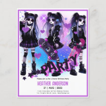 Anime Skater Meisje Verjaardag Party Skateboarden