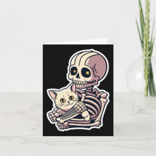 Anime skelet met een kat Shirt Lazy Halloween Kaart