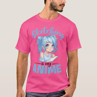 Anime Sketching Otaku Manga Tekening Kawaii T-shirt