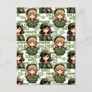 Anime soldatengirls patroonontwerp  briefkaart