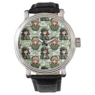 Anime Soldier Girls Patroonontwerp Horloge