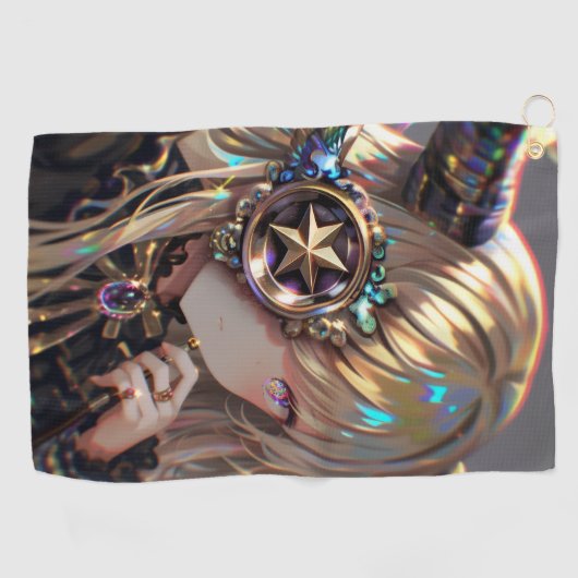 Anime Steampunk Horned Beauty beroemd gemaakt door Golfhanddoek (Horizontaal)
