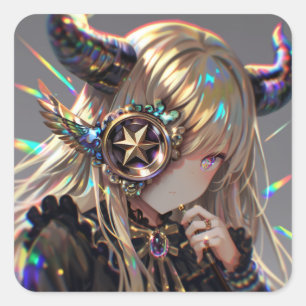 Anime Steampunk Horned Beauty beroemd gemaakt door Vierkante Sticker