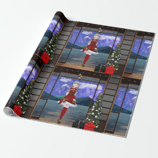 Anime Style Girl Christmas Wrapping Paper Cadeaupapier