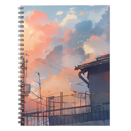 Anime Sunset - Aesthetic Cityscape - Golden Hour Notitieboek (Voorkant)