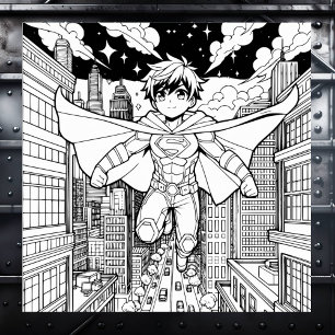 Anime Superhero Boy   Kinderen kleurstof Poster