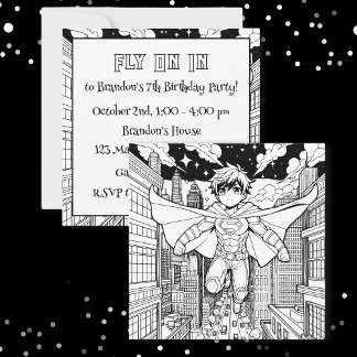 Anime Superhero Boy | Kleurplaat verjaardag Kaart