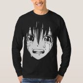 Anime T-Shirt : Fille Pleurant (Noir et Blanc) (Devant)