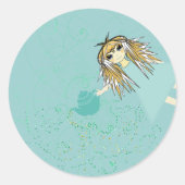 Anime Tea Party Ronde Sticker (Voorkant)