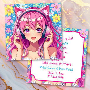 Anime Thema Girl's Verjaardagsfeestje Kaart