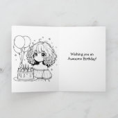 Anime thema Verjaardag van het meisje | kleurplaat Kaart (Binnen)