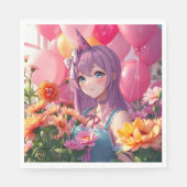 Anime Thema Verjaardagsmeisje Servet (Voorkant)
