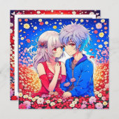 Anime Theme Valentijnsdag Party Save The Date (Voorkant / Achterkant)