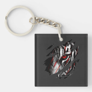 Anime Tijger Ogen Door Krassen Sleutelhanger