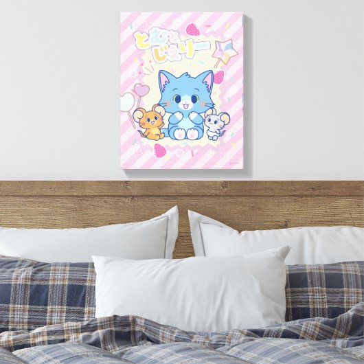 Anime Tom en Jerry Strawberry Fun Canvas Afdruk (Insitu (Slaapkamer))