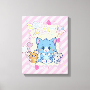 Anime Tom en Jerry Strawberry Fun Canvas Afdruk