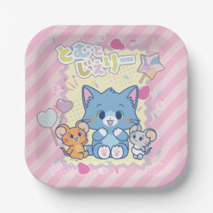 Anime Tom en Jerry Strawberry Fun Papieren Bordje
