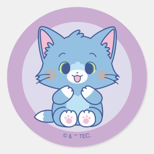 Anime Tom en Jerry - Tom Ronde Sticker (Voorkant)