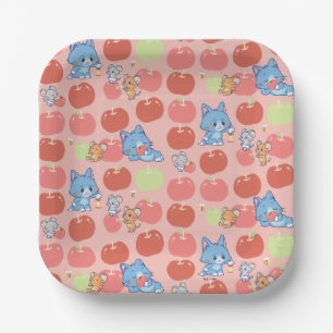 Anime Tom, Jerry en Tuffy Apple Patroon Papieren Bordje