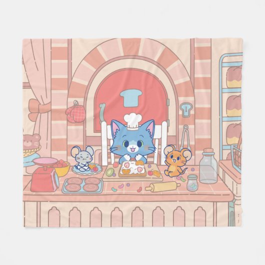 Anime Tom, Jerry en Tuffy Bakery Fleece Deken (Voorkant (Horizontaal))
