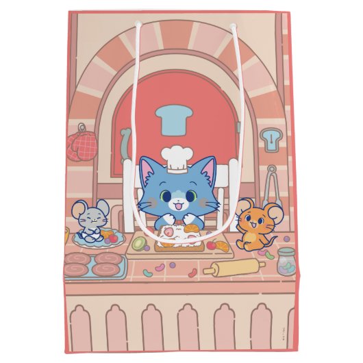 Anime Tom, Jerry en Tuffy Bakery Medium Cadeauzakje (Achterkant)