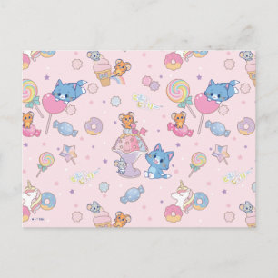 Anime Tom, Jerry en Tuffy Candyland Patroon Briefkaart