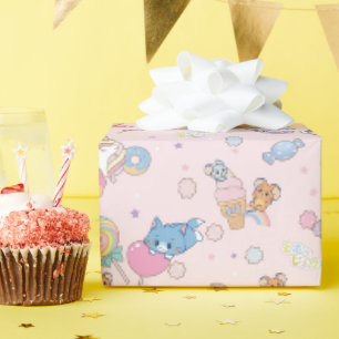 Anime Tom, Jerry en Tuffy Candyland Patroon Cadeaupapier