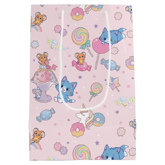 Anime Tom, Jerry en Tuffy Candyland Patroon Medium Cadeauzakje (Achterkant)