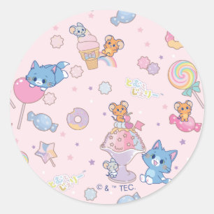 Anime Tom, Jerry en Tuffy Candyland Patroon Ronde Sticker