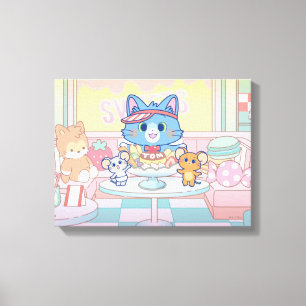 Anime Tom, Jerry en Tuffy Dessert Parlor Canvas Afdruk