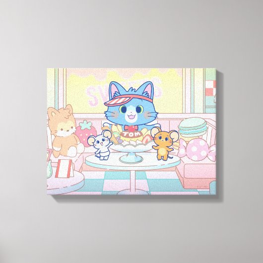 Anime Tom, Jerry en Tuffy Dessert Parlor Canvas Afdruk (Voorkant)