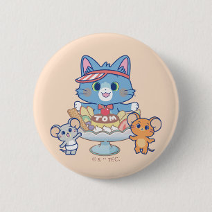 Anime Tom, Jerry en Tuffy Dessert Parlor Ronde Button 5,7 Cm