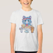 Anime Tom, Jerry en Tuffy Dessert Parlor Tri-Blend Shirt (Voorkant)