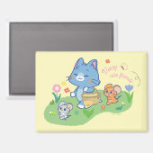 Anime Tom, Jerry en Tuffy Picnic Magneet (Voorkant / Achterkant)