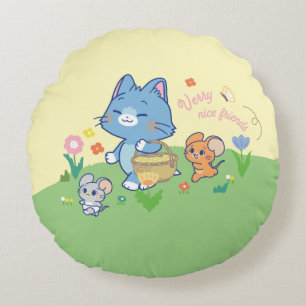 Anime Tom, Jerry en Tuffy Picnic Rond Kussen