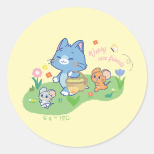 Anime Tom, Jerry en Tuffy Picnic Ronde Sticker