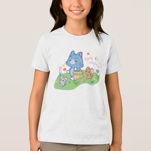 Anime Tom, Jerry en Tuffy Picnic Tri-Blend Shirt (Voorkant)