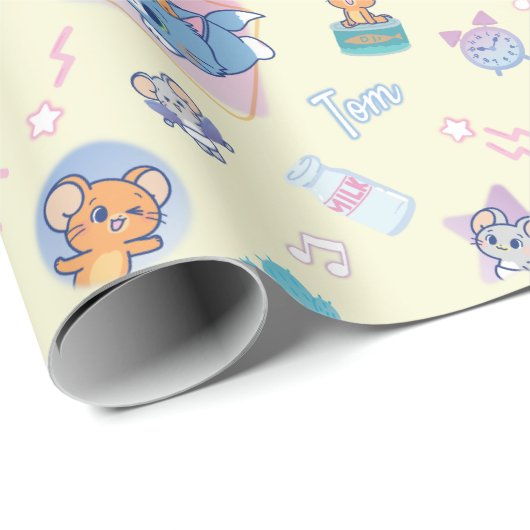 Anime Tom, Jerry, en Tuffy Playtime Pattern Cadeaupapier (Rol Hoek)