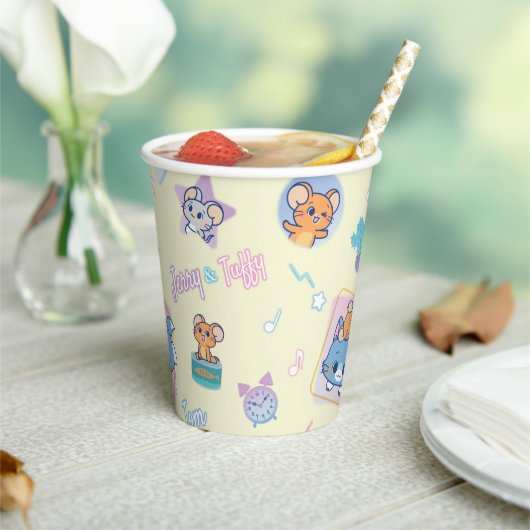 Anime Tom, Jerry, en Tuffy Playtime Pattern Papieren Bekers (Insitu)